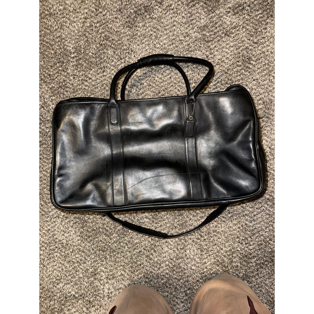 Vintage Coach F77188 Black Leather Duffle Weekender Bag